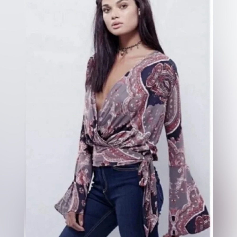 Free People Wrap-Look Top L
